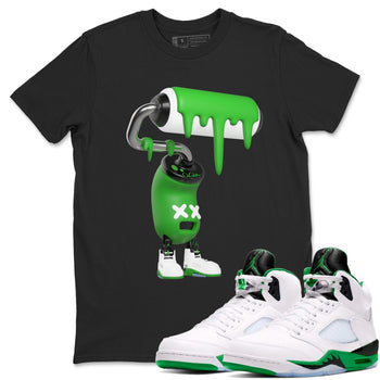 5s Lucky Green shirt to match jordans 3D Paint Roller sneaker tees Air Jordan 5 Lucky Green SNRT Sneaker Release Tees Unisex Black 1 T-Shirt