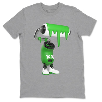 5s Lucky Green shirt to match jordans 3D Paint Roller sneaker tees Air Jordan 5 Lucky Green SNRT Sneaker Release Tees Unisex Heather Grey 2 T-Shirt