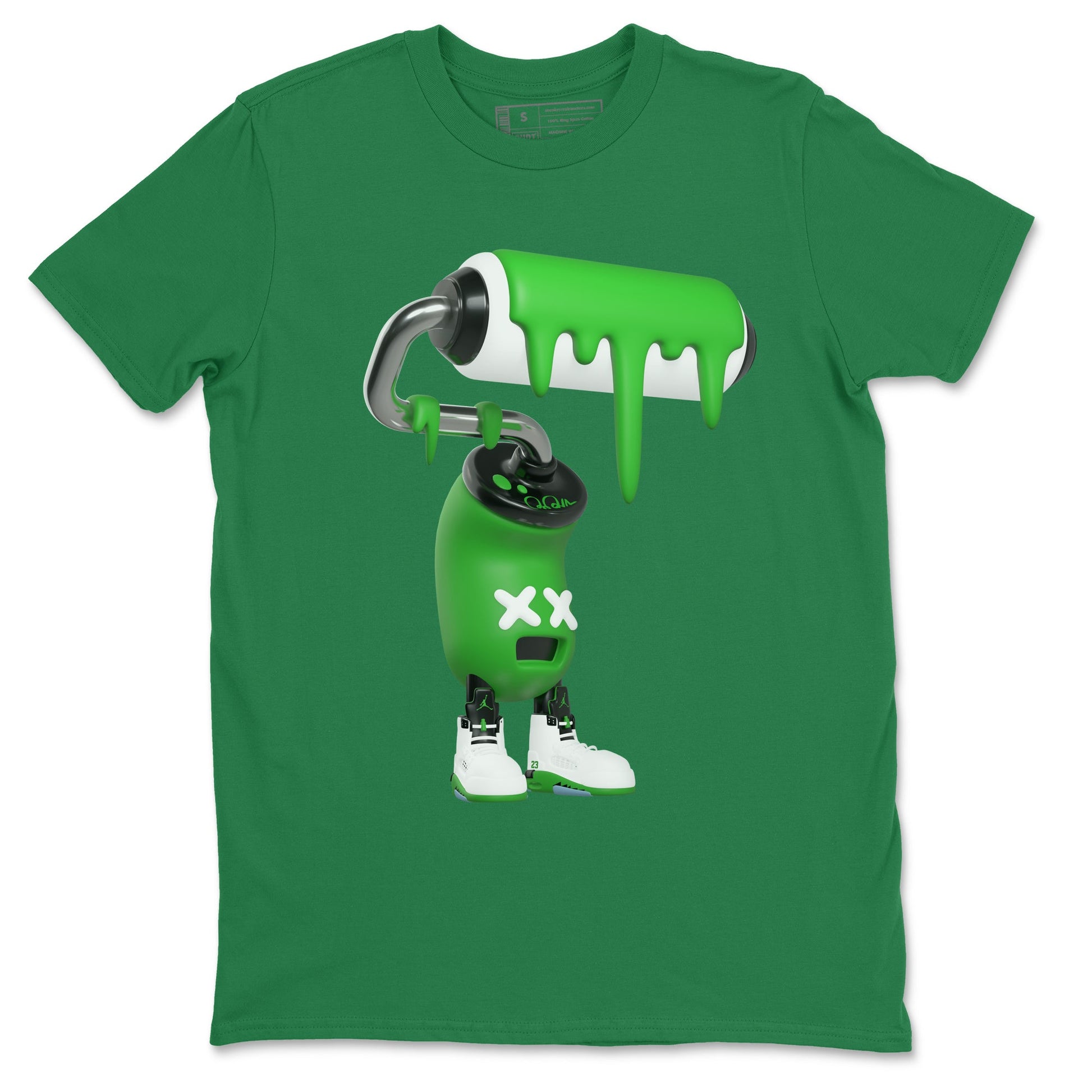 5s Lucky Green shirt to match jordans 3D Paint Roller sneaker tees Air Jordan 5 Lucky Green SNRT Sneaker Release Tees Unisex Kelly Green 2 T-Shirt