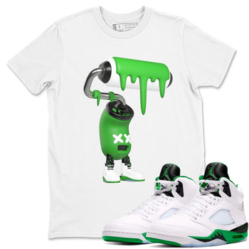 5s Lucky Green shirt to match jordans 3D Paint Roller sneaker tees Air Jordan 5 Lucky Green SNRT Sneaker Release Tees Unisex White 1 T-Shirt