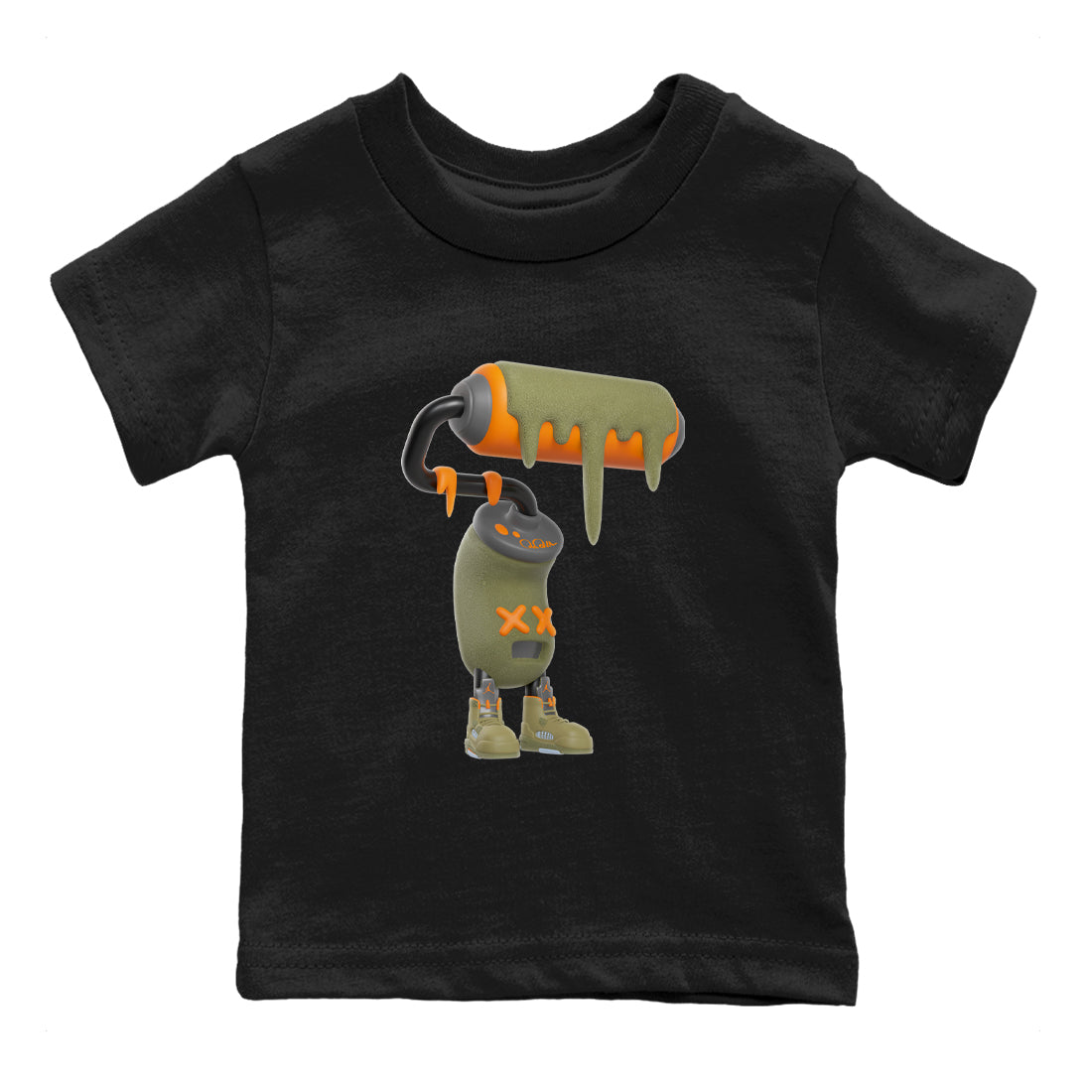 5s Olive shirt to match jordans 3D Paint Roller sneaker tees Air Jordan 5 Olive SNRT sneaker release tees baby toddler Black 2 cotton Shirt
