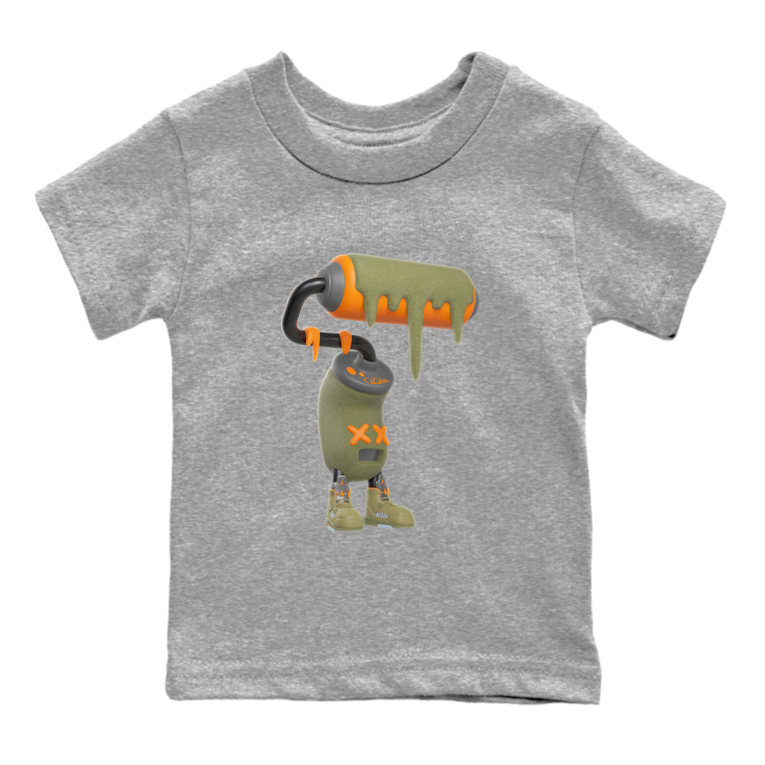 5s Olive shirt to match jordans 3D Paint Roller sneaker tees Air Jordan 5 Olive SNRT sneaker release tees baby toddler Heather Grey 2 cotton Shirt
