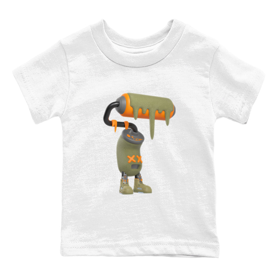5s Olive shirt to match jordans 3D Paint Roller sneaker tees Air Jordan 5 Olive SNRT sneaker release tees baby toddler White 2 cotton Shirt
