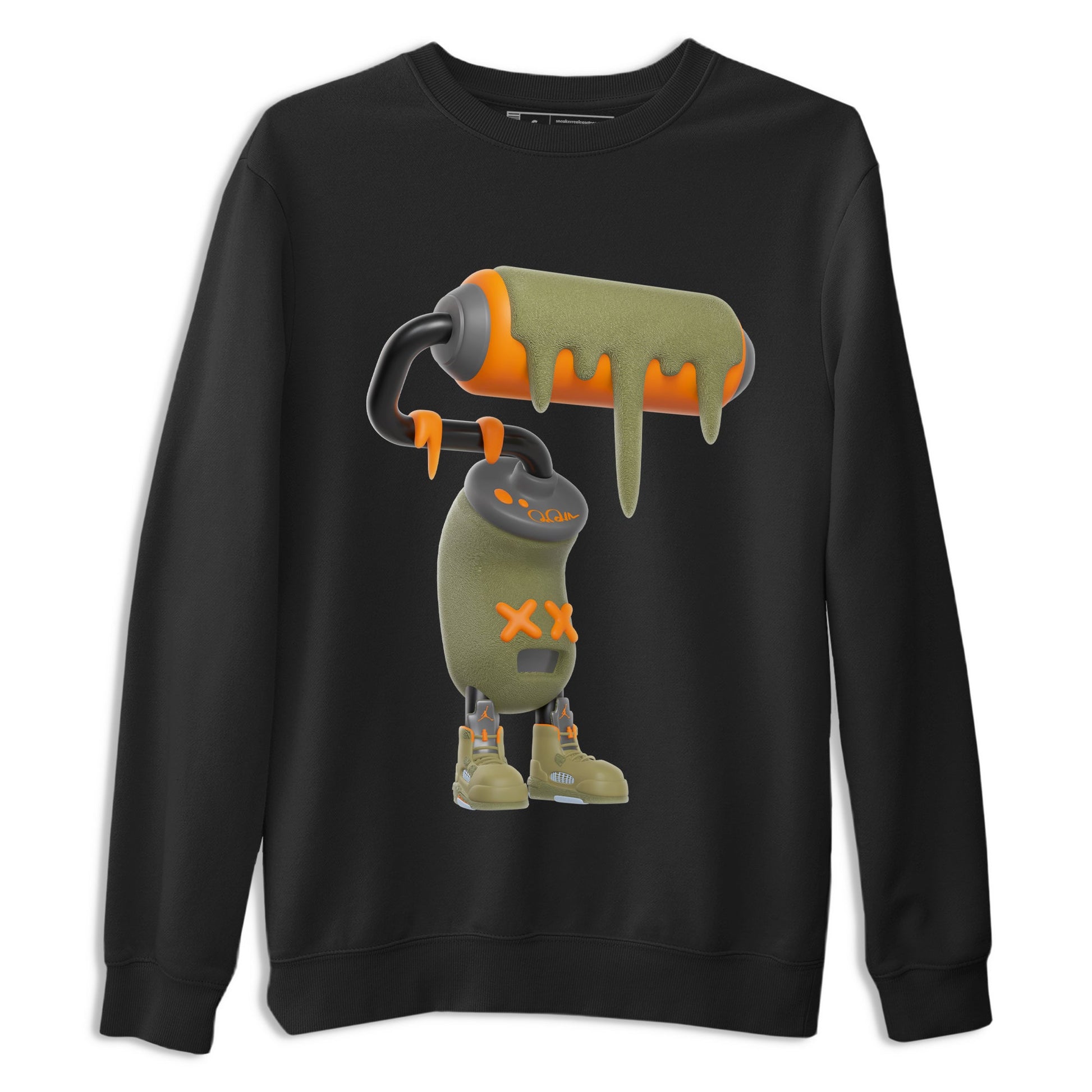 5s Olive shirt to match jordans 3D Paint Roller sneaker tees Air Jordan 5 Olive SNRT Sneaker Release Tees unisex cotton Black 2 crew neck shirt
