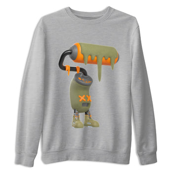5s Olive shirt to match jordans 3D Paint Roller sneaker tees Air Jordan 5 Olive SNRT Sneaker Release Tees unisex cotton Heather Grey 2 crew neck shirt