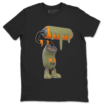 5s Olive shirt to match jordans 3D Paint Roller sneaker tees Air Jordan 5 Olive SNRT Sneaker Release Tees unisex cotton Black 2 crew neck shirt