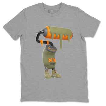 5s Olive shirt to match jordans 3D Paint Roller sneaker tees Air Jordan 5 Olive SNRT Sneaker Release Tees unisex cotton Heather Grey 2 crew neck shirt