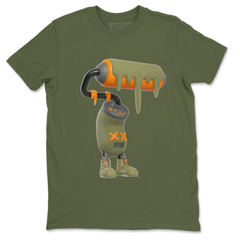 5s Olive shirt to match jordans 3D Paint Roller sneaker tees Air Jordan 5 Olive SNRT Sneaker Release Tees unisex cotton Military Green 2 crew neck shirt