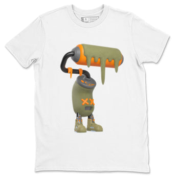5s Olive shirt to match jordans 3D Paint Roller sneaker tees Air Jordan 5 Olive SNRT Sneaker Release Tees unisex cotton White 2 crew neck shirt