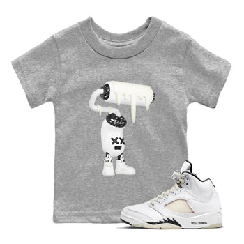 5s Sail shirt to match jordans 3D Paint Roller sneaker tees Air Jordan 5 Sail SNRT sneaker release tees baby toddler Heather Grey 1 cotton Shirt