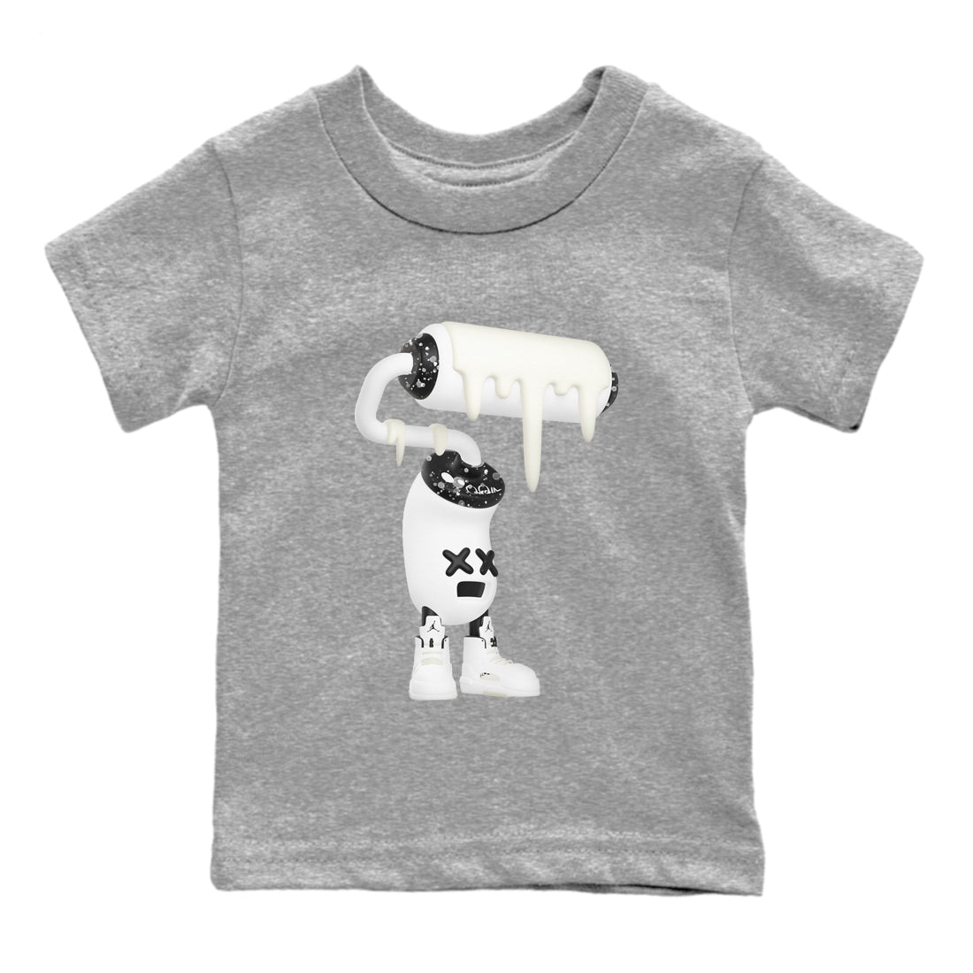 5s Sail shirt to match jordans 3D Paint Roller sneaker tees Air Jordan 5 Sail SNRT sneaker release tees baby toddler Heather Grey 2 cotton Shirt