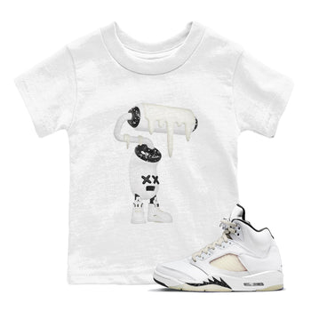 5s Sail shirt to match jordans 3D Paint Roller sneaker tees Air Jordan 5 Sail SNRT sneaker release tees baby toddler White 1 cotton Shirt