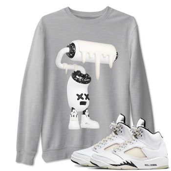 5s Sail shirt to match jordans 3D Paint Roller sneaker tees Air Jordan 5 Sail SNRT Sneaker Release Tees unisex cotton Heather Grey 1 crew neck shirt