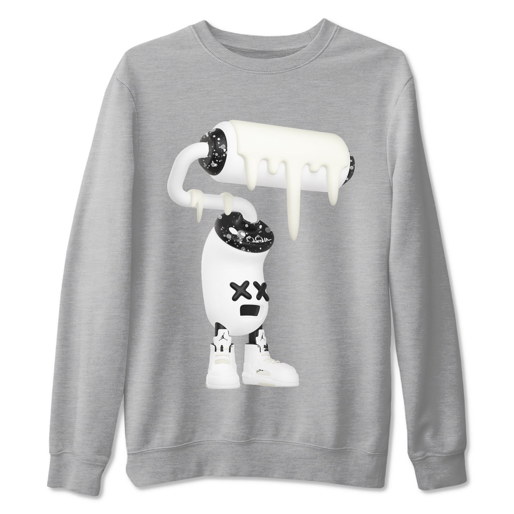 5s Sail shirt to match jordans 3D Paint Roller sneaker tees Air Jordan 5 Sail SNRT Sneaker Release Tees unisex cotton Heather Grey 2 crew neck shirt