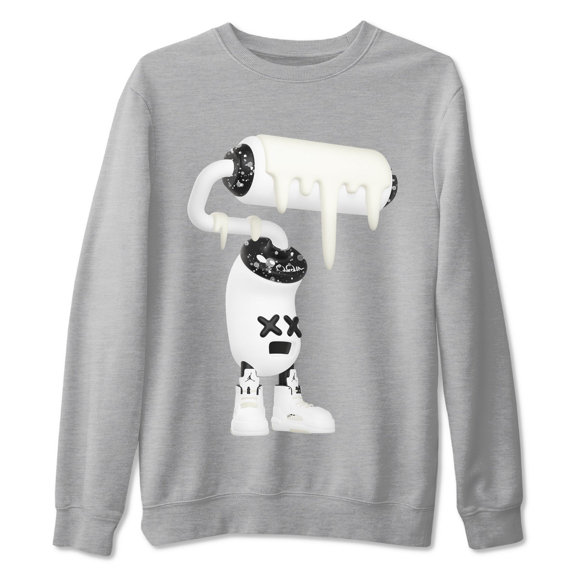 5s Sail shirt to match jordans 3D Paint Roller sneaker tees Air Jordan 5 Sail SNRT Sneaker Release Tees unisex cotton Heather Grey 2 crew neck shirt