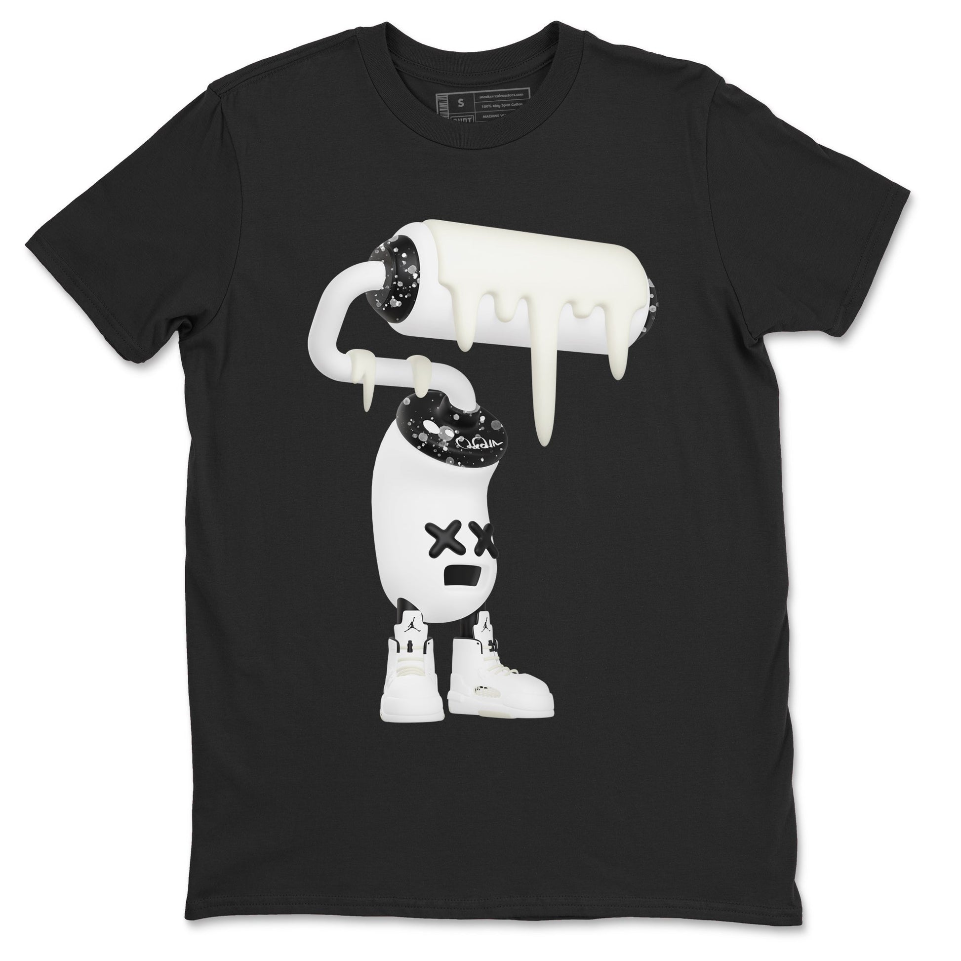 5s Sail shirt to match jordans 3D Paint Roller sneaker tees Air Jordan 5 Sail SNRT Sneaker Release Tees unisex cotton Black 2 crew neck shirt