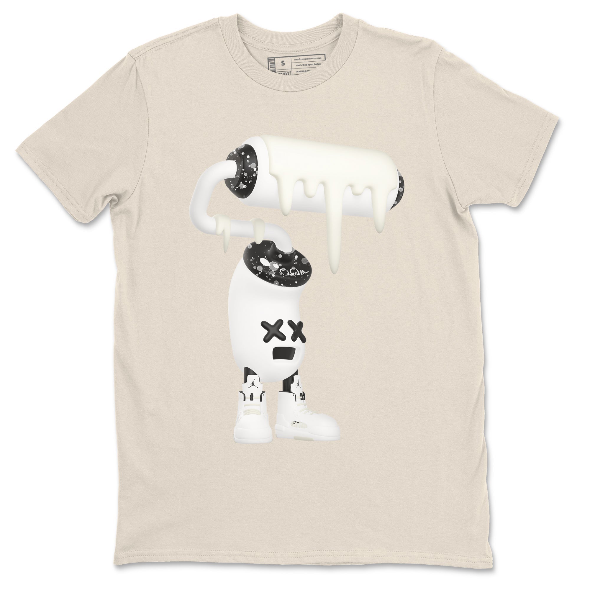 5s Sail shirt to match jordans 3D Paint Roller sneaker tees Air Jordan 5 Sail SNRT Sneaker Release Tees unisex cotton Natural 2 crew neck shirt