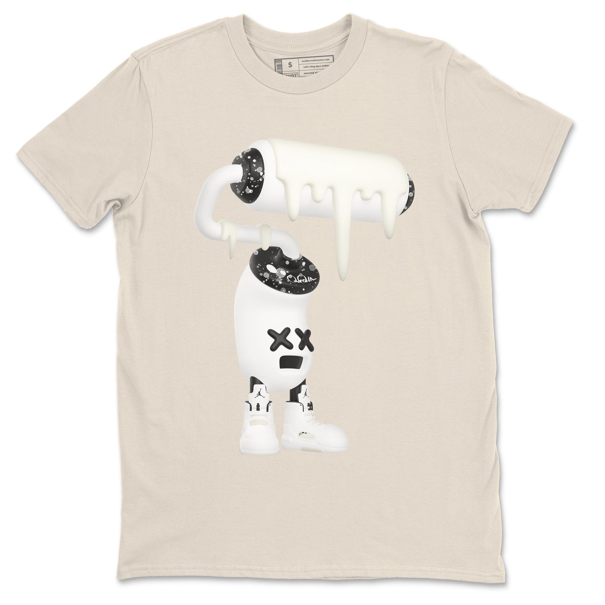 5s Sail shirt to match jordans 3D Paint Roller sneaker tees Air Jordan 5 Sail SNRT Sneaker Release Tees unisex cotton Natural 2 crew neck shirt