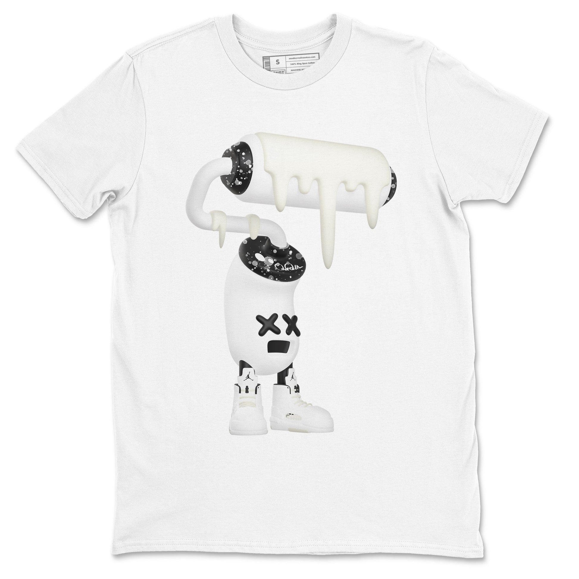 5s Sail shirt to match jordans 3D Paint Roller sneaker tees Air Jordan 5 Sail SNRT Sneaker Release Tees unisex cotton White 2 crew neck shirt