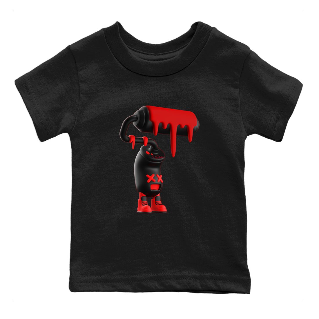 Air Jordan 6 Toro Bravo Sneaker Match Tees 3D Paint Roller Sneaker Tees 3D Graphic Design Shirts AJ6 Toro Bravo Sneaker Release Tees Kids Shirts Black 2