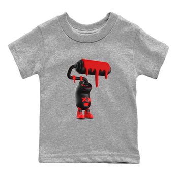 Air Jordan 6 Toro Bravo Sneaker Match Tees 3D Paint Roller Sneaker Tees 3D Graphic Design Shirts AJ6 Toro Bravo Sneaker Release Tees Kids Shirts Heather Grey 2