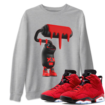 Air Jordan 6 Toro Bravo Sneaker Match Tees 3D Paint Roller Sneaker Tees 3D Graphic Design Shirts AJ6 Toro Bravo Sneaker Release Tees Unisex Shirts Heather Grey 1