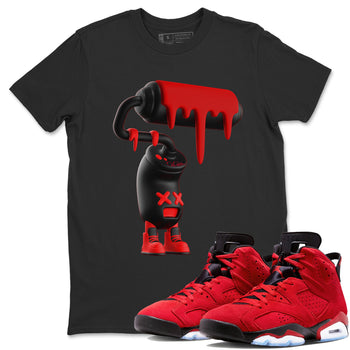 Air Jordan 6 Toro Bravo Sneaker Match Tees 3D Paint Roller Sneaker Tees 3D Graphic Design Shirts AJ6 Toro Bravo Sneaker Release Tees Unisex Shirts Black 1
