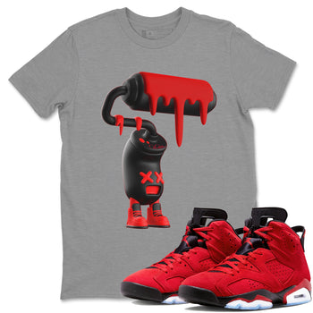 Air Jordan 6 Toro Bravo Sneaker Match Tees 3D Paint Roller Sneaker Tees 3D Graphic Design Shirts AJ6 Toro Bravo Sneaker Release Tees Unisex Shirts Heather Grey 1