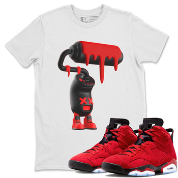Air Jordan 6 Toro Bravo Sneaker Match Tees 3D Paint Roller Sneaker Tees 3D Graphic Design Shirts AJ6 Toro Bravo Sneaker Release Tees Unisex Shirts White 1