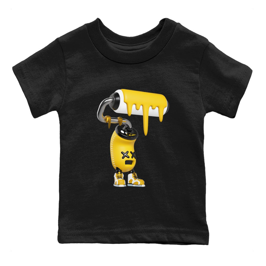 Air Jordan 6 Yellow Ochre shirt to match jordans 3D Paint Roller sneaker tees AJ6 Yellow Ochre SNRT Sneaker Release Tees Baby Toddler Black 2 T-Shirt