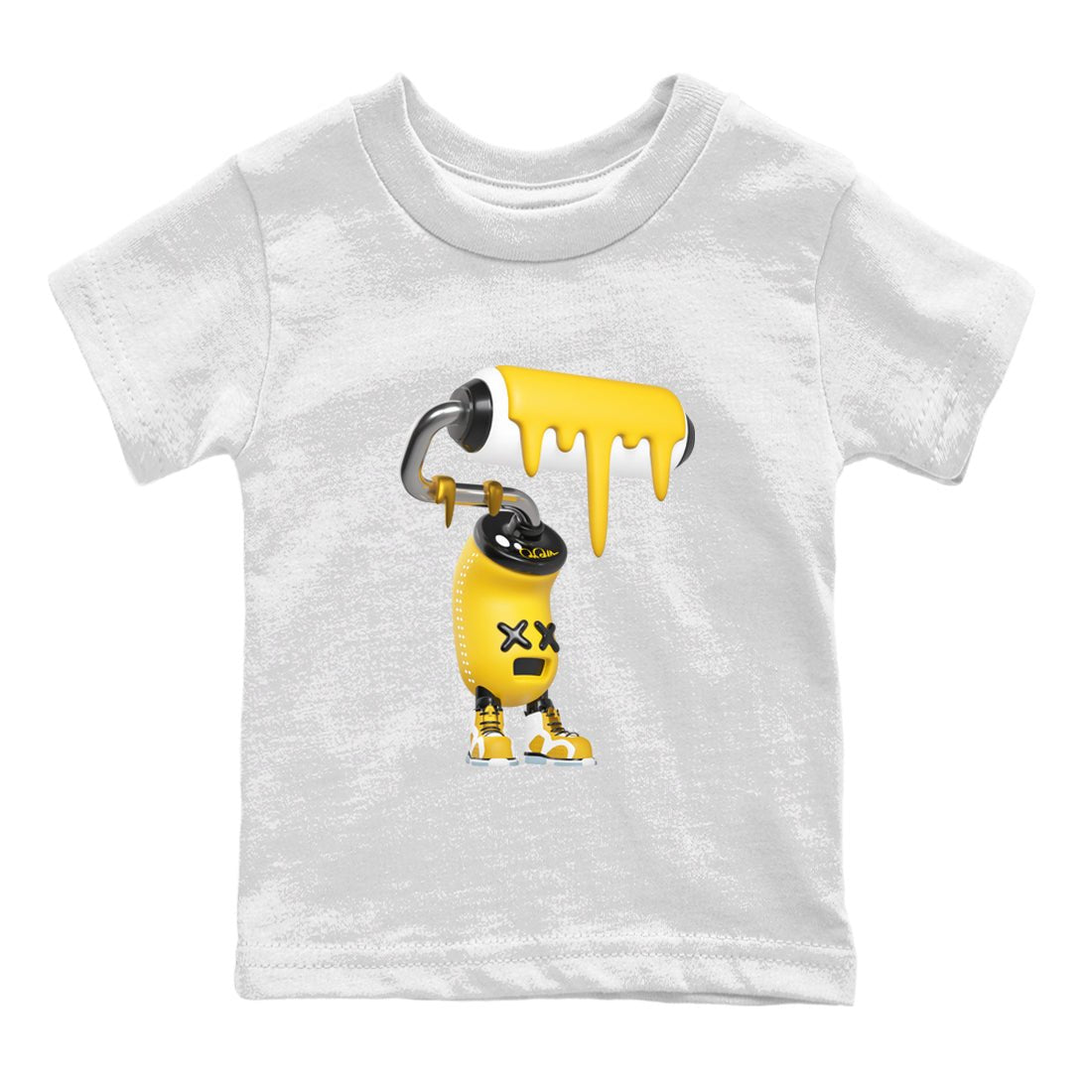 Air Jordan 6 Yellow Ochre shirt to match jordans 3D Paint Roller sneaker tees AJ6 Yellow Ochre SNRT Sneaker Release Tees Baby Toddler White 2 T-Shirt