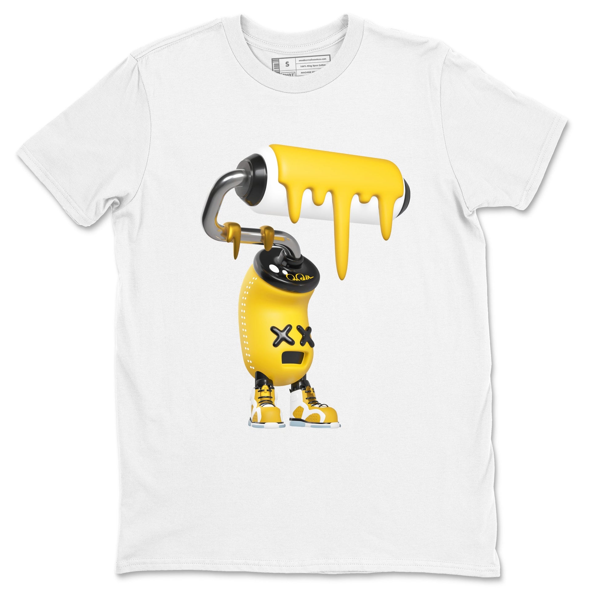 Air Jordan 6 Yellow Ochre shirt to match jordans 3D Paint Roller sneaker tees AJ6 Yellow Ochre SNRT Sneaker Release Tees Unisex White 2 T-Shirt