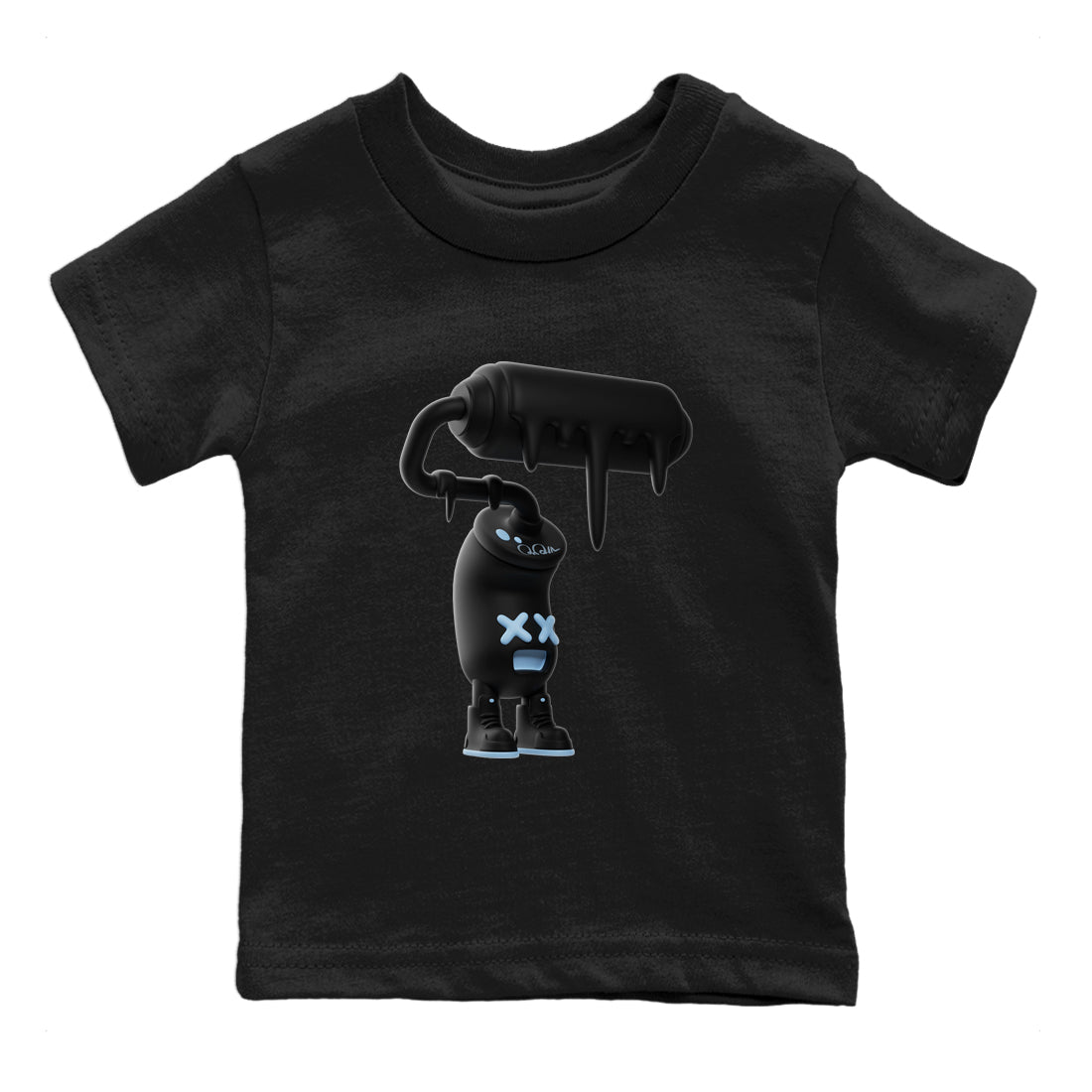 Air Jordan 7 Chambray Sneaker Match Tees 3D Paint Roller Sneaker Tees AJ7 Chambray Sneaker Release Tees Kids Shirts Black 2