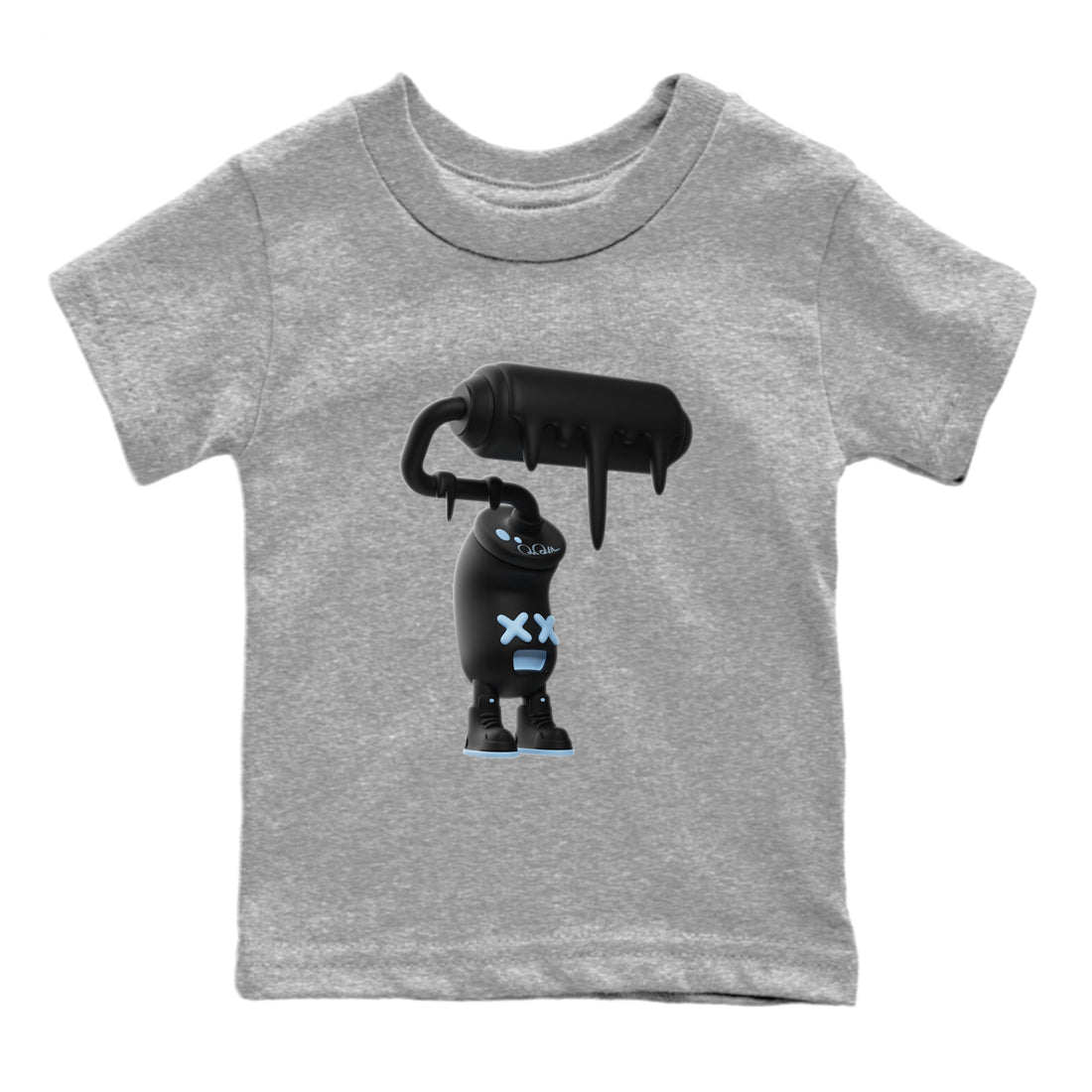 Air Jordan 7 Chambray Sneaker Match Tees 3D Paint Roller Sneaker Tees AJ7 Chambray Sneaker Release Tees Kids Shirts Heather Grey 2
