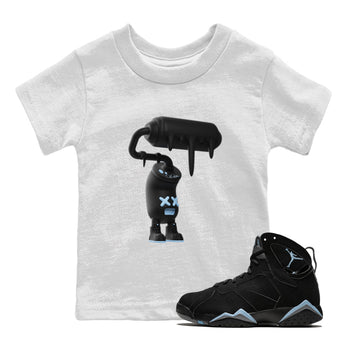 Air Jordan 7 Chambray Sneaker Match Tees 3D Paint Roller Sneaker Tees AJ7 Chambray Sneaker Release Tees Kids Shirts White 1