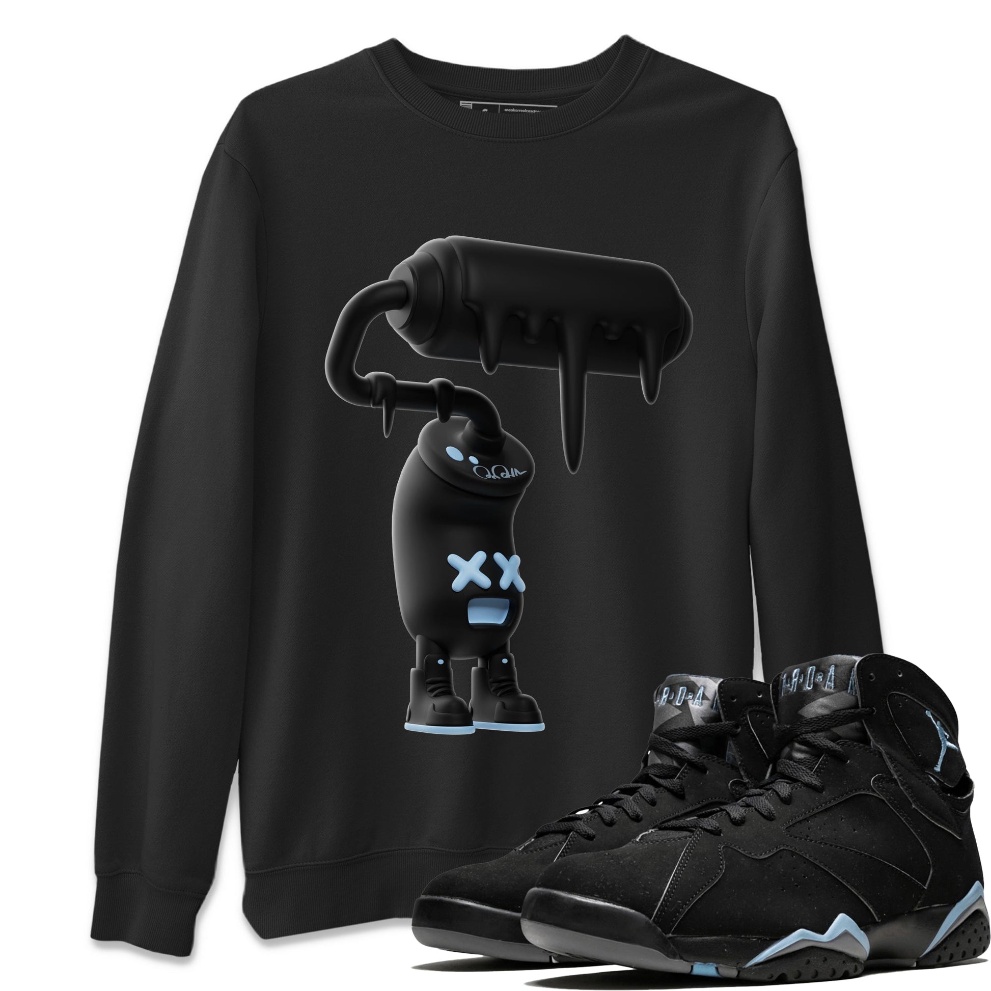 Air Jordan 7 Chambray Sneaker Match Tees 3D Paint Roller Sneaker Tees AJ7 Chambray Sneaker Release Tees Unisex Shirts Black 1