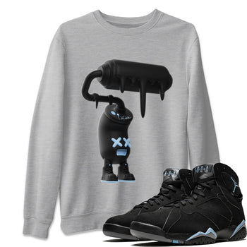 Air Jordan 7 Chambray Sneaker Match Tees 3D Paint Roller Sneaker Tees AJ7 Chambray Sneaker Release Tees Unisex Shirts Heather Grey 1