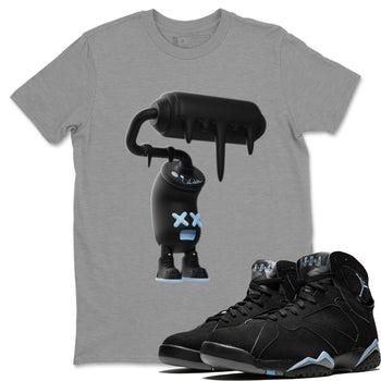 Air Jordan 7 Chambray Sneaker Match Tees 3D Paint Roller Sneaker Tees AJ7 Chambray Sneaker Release Tees Unisex Shirts Heather Grey 1