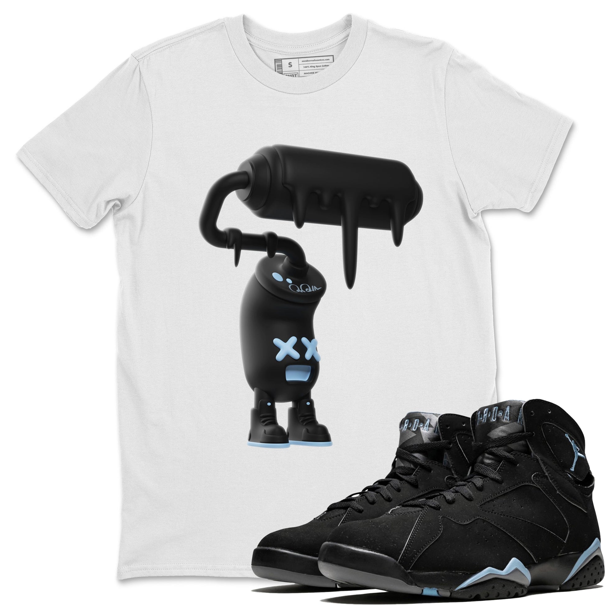 Air Jordan 7 Chambray Sneaker Match Tees 3D Paint Roller Sneaker Tees AJ7 Chambray Sneaker Release Tees Unisex Shirts White 1