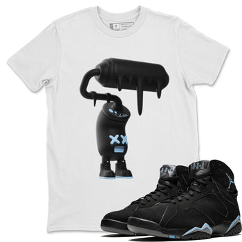 Air Jordan 7 Chambray Sneaker Match Tees 3D Paint Roller Sneaker Tees AJ7 Chambray Sneaker Release Tees Unisex Shirts White 1