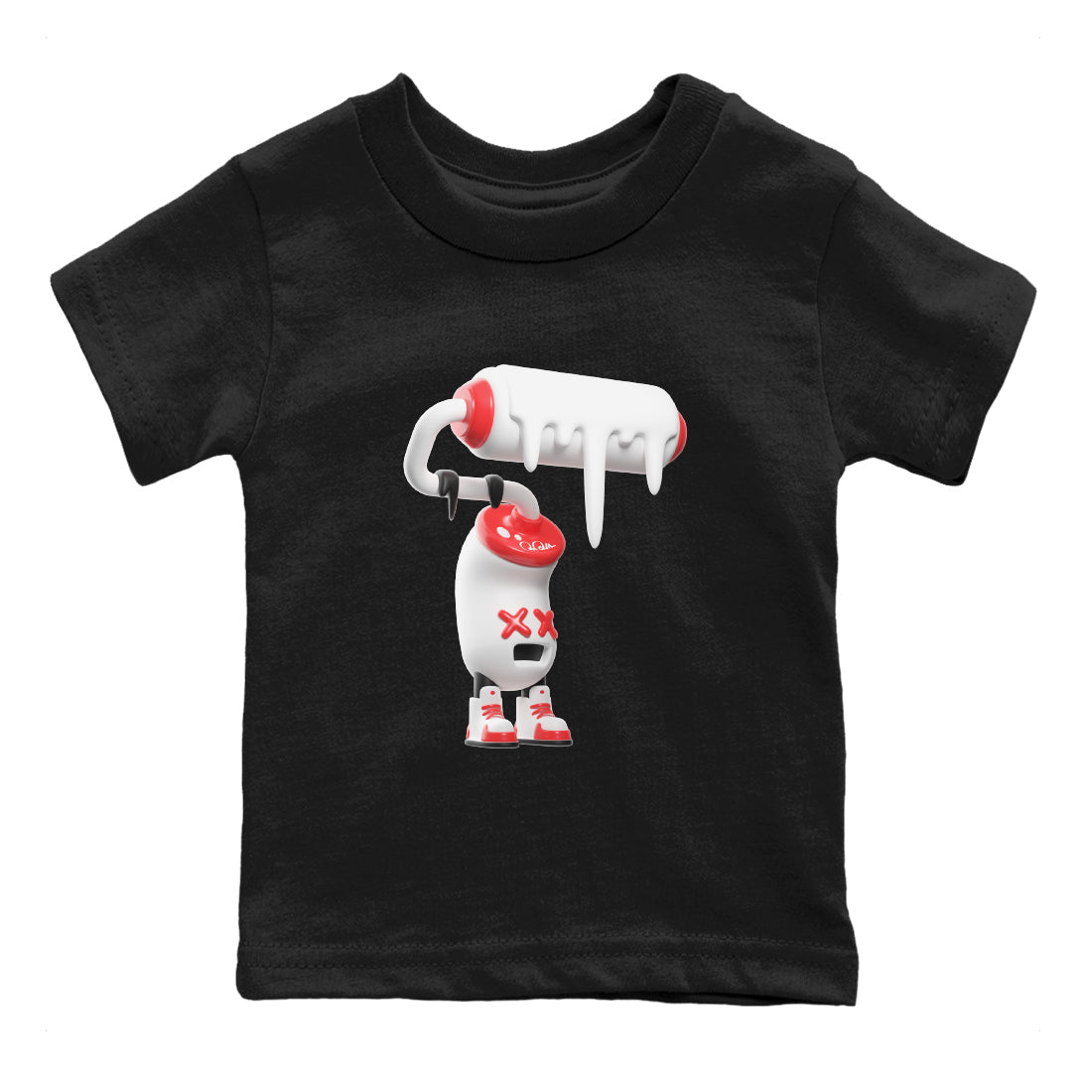 Air Jordan 7 Infrared Sneaker Match Tees 3D Paint Roller Sneaker Tees AJ7 Infrared Sneaker Release Tees Kids Shirts Black 2