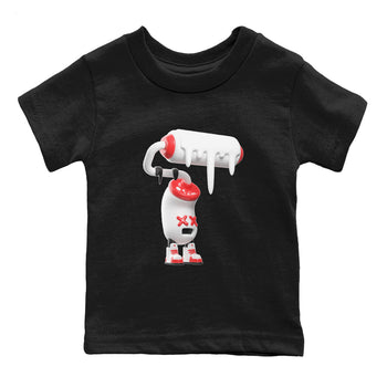 Air Jordan 7 Infrared Sneaker Match Tees 3D Paint Roller Sneaker Tees AJ7 Infrared Sneaker Release Tees Kids Shirts Black 2