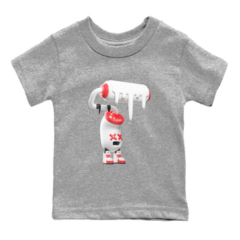 Air Jordan 7 Infrared Sneaker Match Tees 3D Paint Roller Sneaker Tees AJ7 Infrared Sneaker Release Tees Kids Shirts Heather Grey 2
