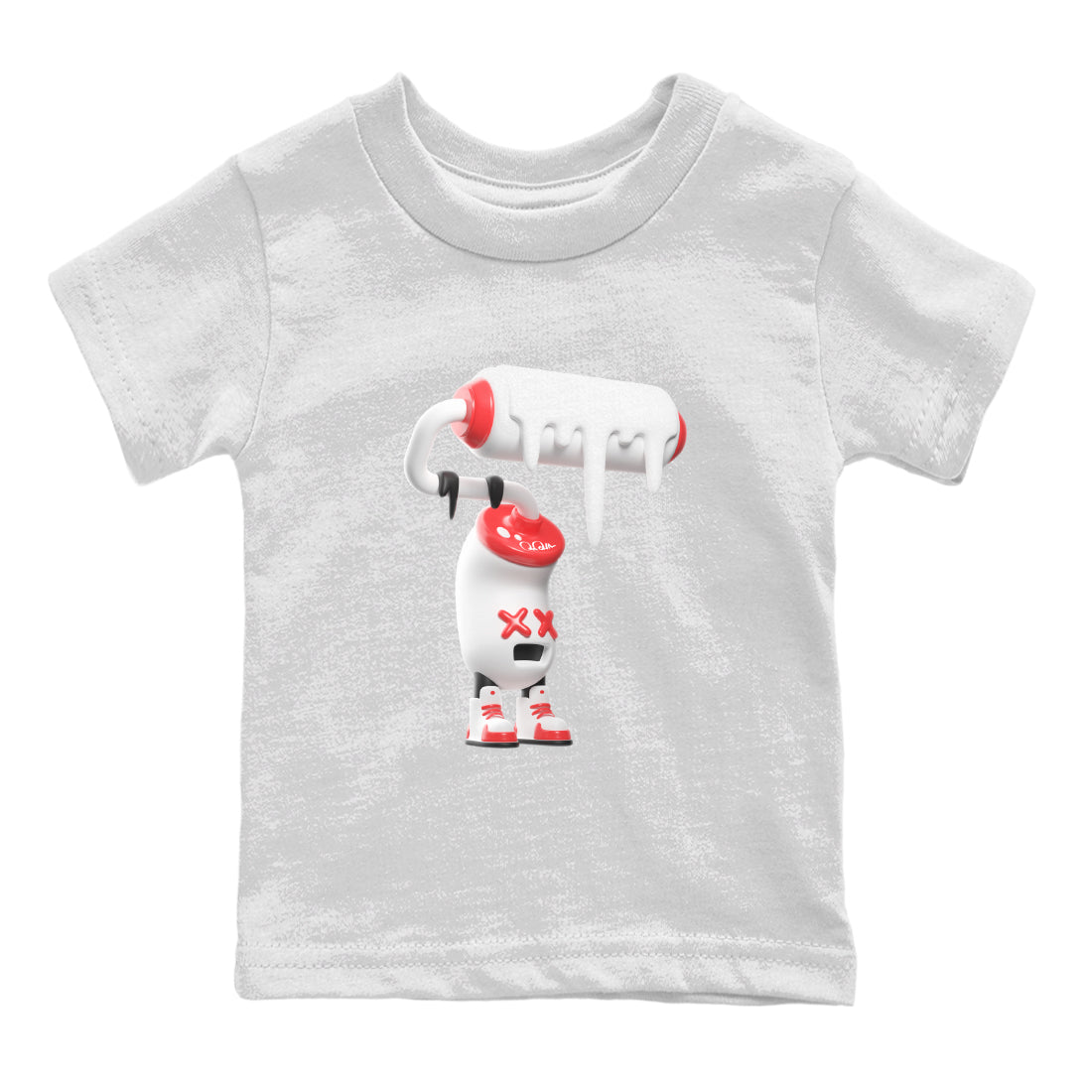 Air Jordan 7 Infrared Sneaker Match Tees 3D Paint Roller Sneaker Tees AJ7 Infrared Sneaker Release Tees Kids Shirts White 2