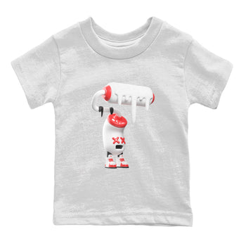 Air Jordan 7 Infrared Sneaker Match Tees 3D Paint Roller Sneaker Tees AJ7 Infrared Sneaker Release Tees Kids Shirts White 2