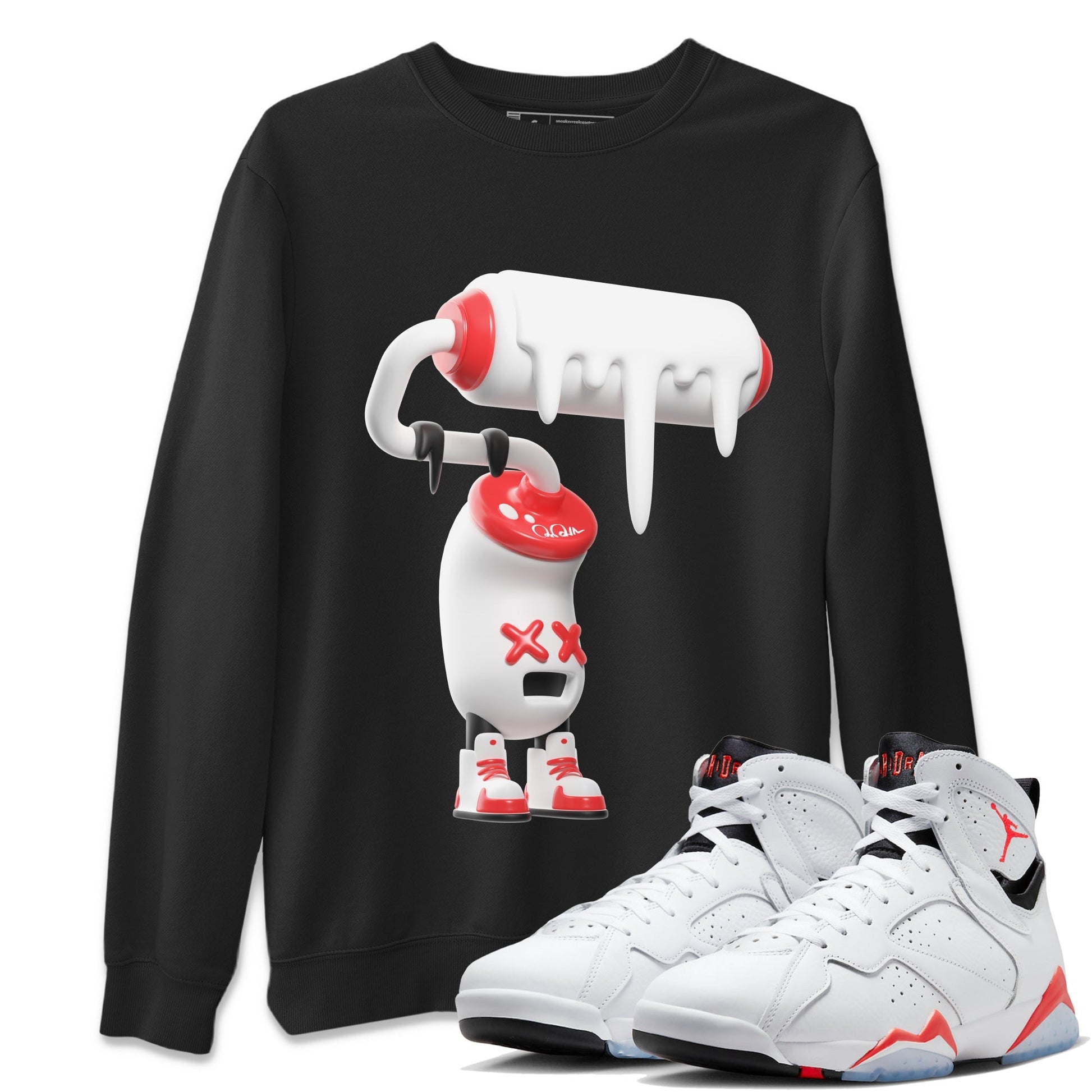 Air Jordan 7 Infrared Sneaker Match Tees 3D Paint Roller Sneaker Tees AJ7 Infrared Sneaker Release Tees Unisex Shirts Black 1