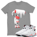 Air Jordan 7 Infrared Sneaker Match Tees 3D Paint Roller Sneaker Tees AJ7 Infrared Sneaker Release Tees Unisex Shirts Heather Grey 1
