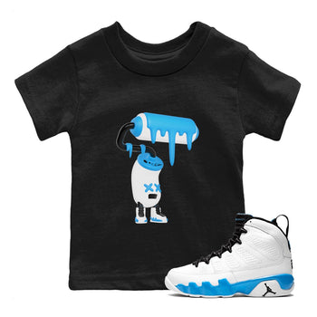 9s Powder Blue shirt to match jordans 3D Paint Roller sneaker tees Air Jordan 9 Powder Blue SNRT sneaker release tees baby toddler Black 1 cotton Shirt