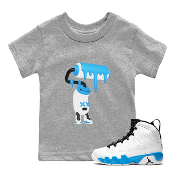 9s Powder Blue shirt to match jordans 3D Paint Roller sneaker tees Air Jordan 9 Powder Blue SNRT sneaker release tees baby toddler Heather Grey 1 cotton Shirt