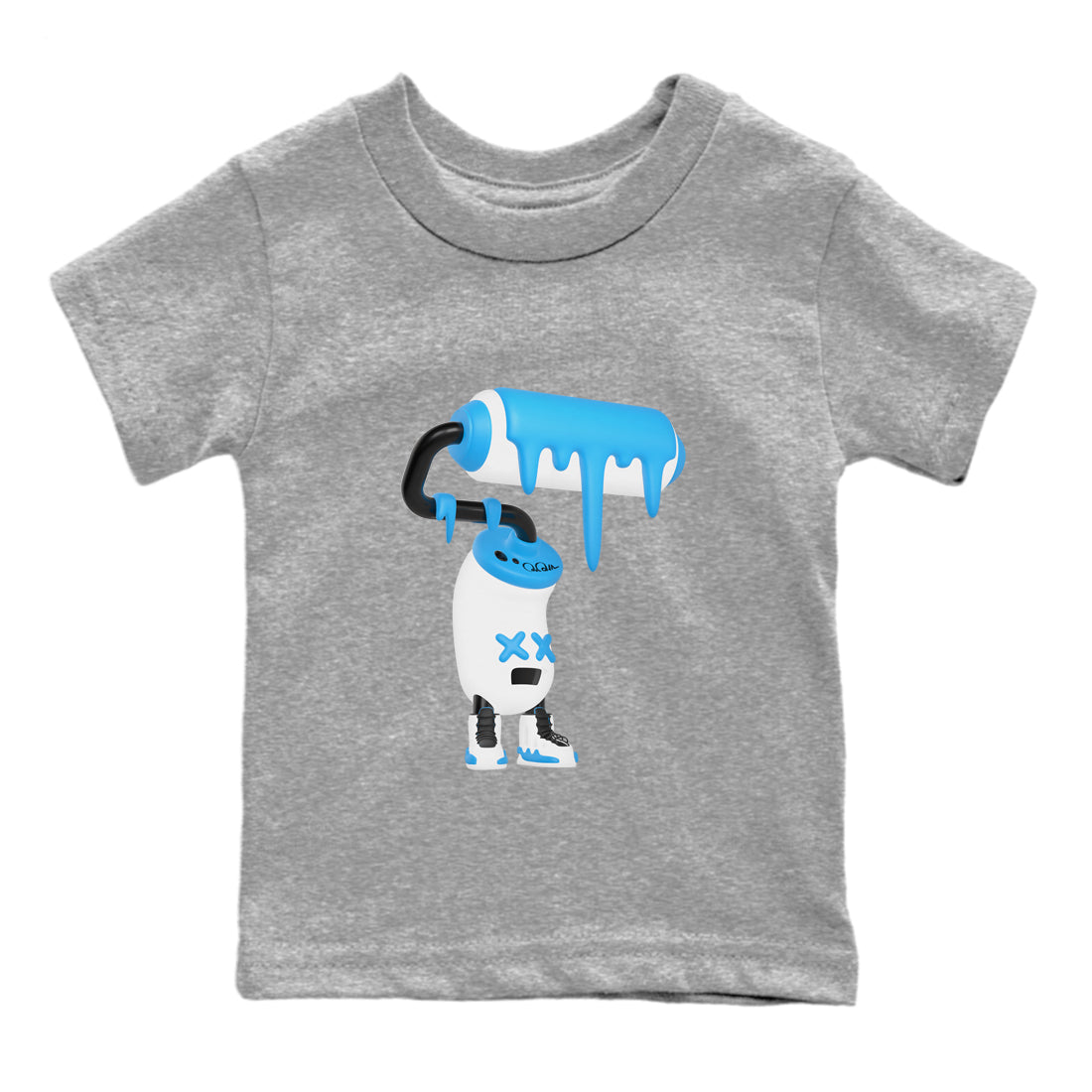 9s Powder Blue shirt to match jordans 3D Paint Roller sneaker tees Air Jordan 9 Powder Blue SNRT sneaker release tees baby toddler Heather Grey 2 cotton Shirt